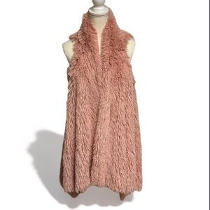 Bohemian Blush Pink Faux Fur Western Vest Size M/L NWOT